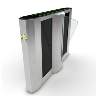 PHT6500 SLIM CENTRAL Pasillo motorizado tipo ala de ángel, mueble 100% en acero inoxidable, aletas en policarbonato ó vidrio templado, incluye pictogramas de guiado y flujo con leds multicolor| AUTOLINE-PHOTONIC