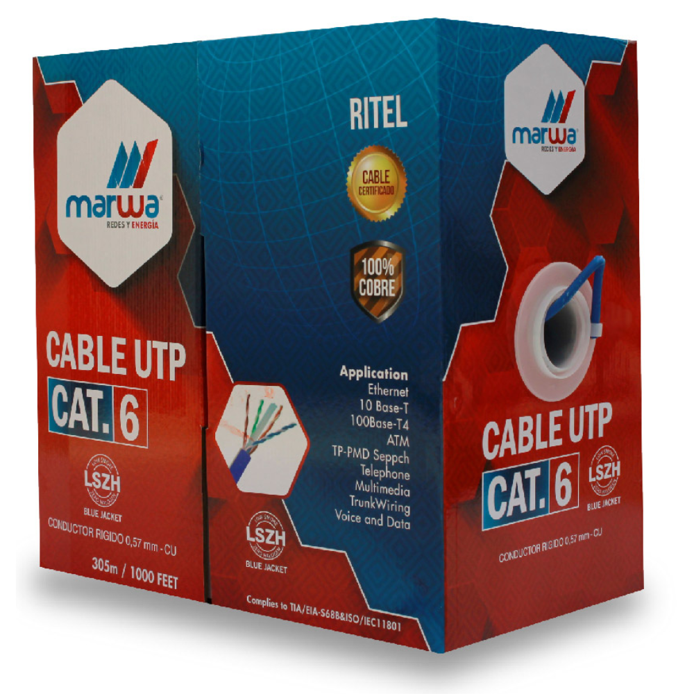 MW-CAT6LSZH-BL CABLE UTP CATEGORIA 6 (LIBRE DE HALOGENOS LSZH)| MARWA
