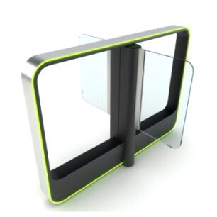 EVO7000 CENTRAL Pasillo motorizado tipo swing gate, mueble en acero inoxidable, aletas en acrílico 100cm de altura, señalización de flujo con LED multicolor | AUTOLINE-PHOTONIC